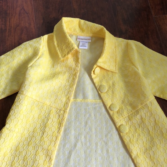 Girls Sweet Heart Rose Yellow Daisy Easter Dress and Coat set size 6 - Picture 9 of 10